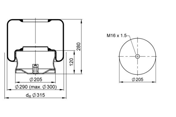Coxim pneumático (suspensão de lâminas pneumática) do eixo dianteiro A6283230092 Mercedes